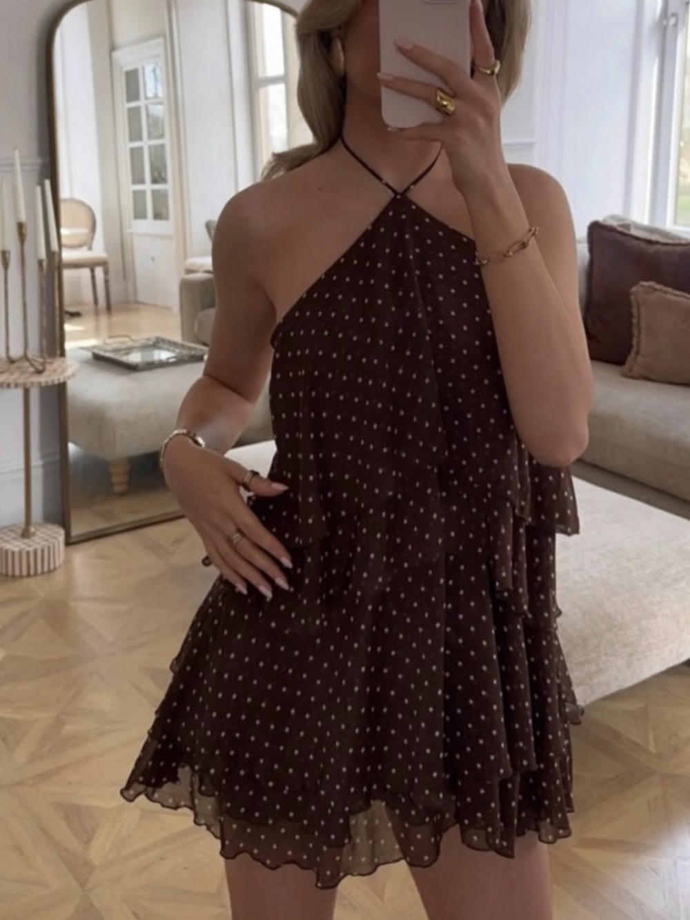 Zara polka mini dress Rufle